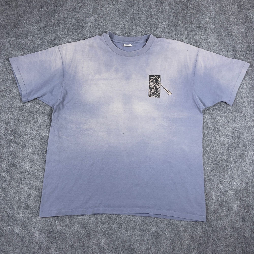 Vintage Rafting Row Your Boat T-Shirt Mens 2XL Blue Faded Made in USA